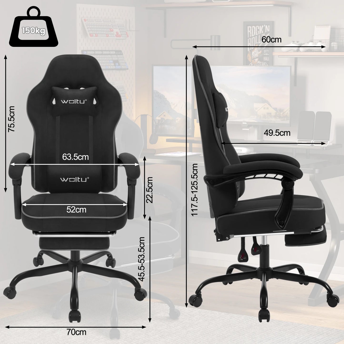 🎮 WOLTU Ergonomiczne Krzesło Gamingowe z Podnóżkiem 🎮 ✨ Komfort i wsparcie dla graczy i profesjonalistów – idealne do gier i pracy! ✨