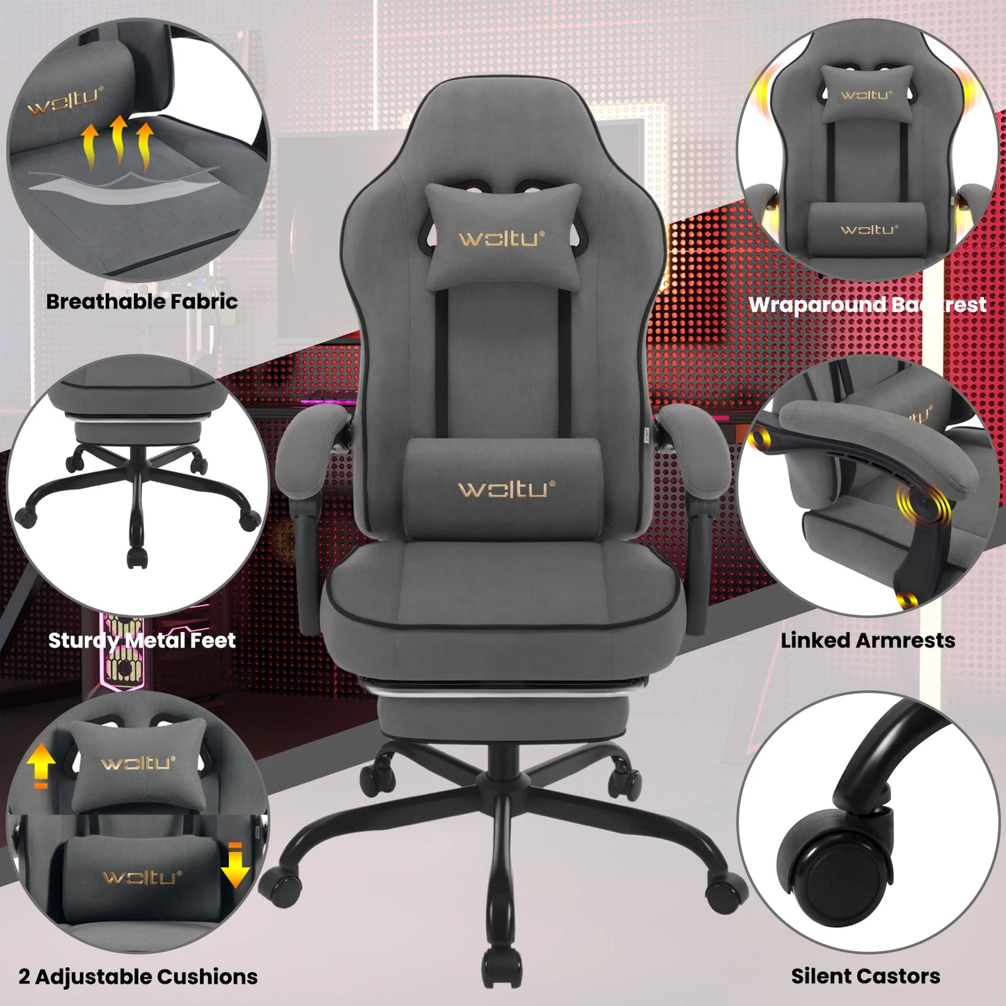 🎮 WOLTU Ergonomiczne Krzesło Gamingowe z Podnóżkiem 🎮 ✨ Komfort i wsparcie dla graczy i profesjonalistów – idealne do gier i pracy! ✨