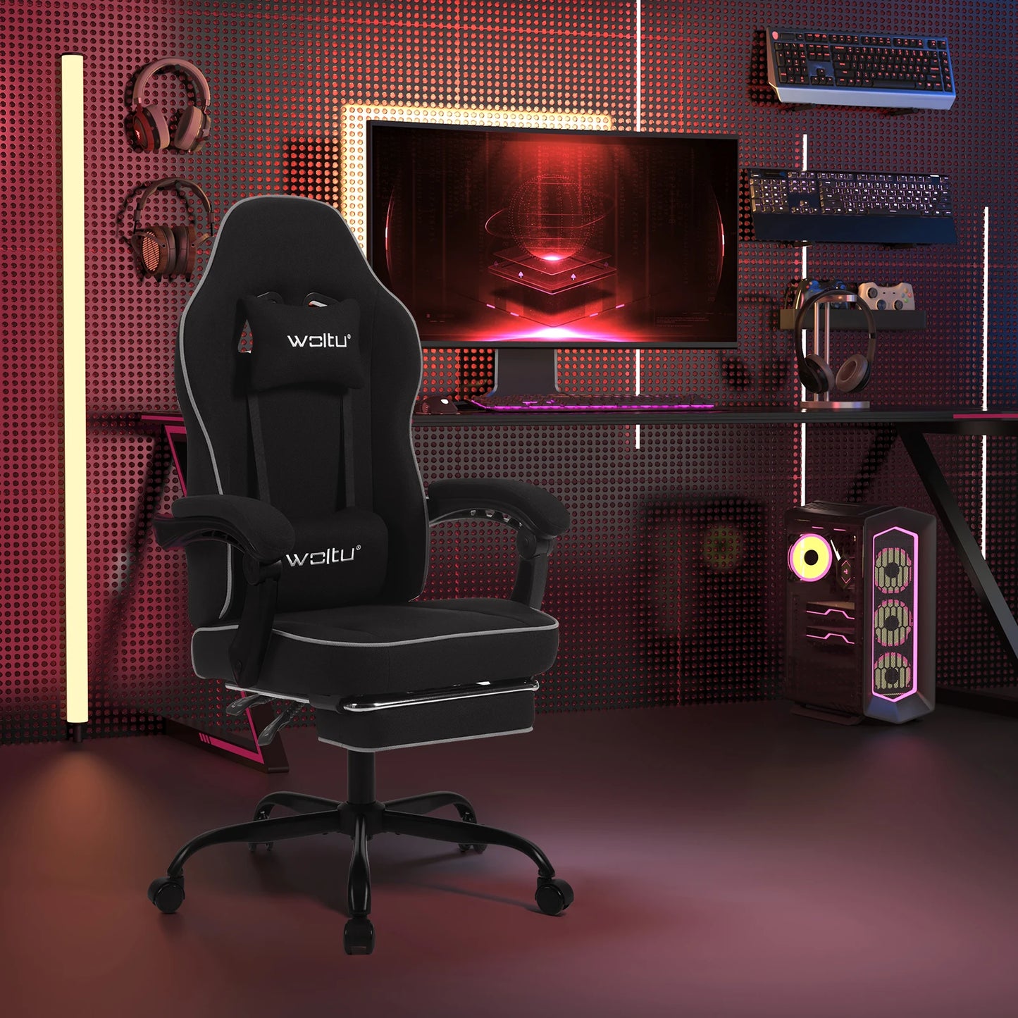 🎮 WOLTU Ergonomiczne Krzesło Gamingowe z Podnóżkiem 🎮 ✨ Komfort i wsparcie dla graczy i profesjonalistów – idealne do gier i pracy! ✨