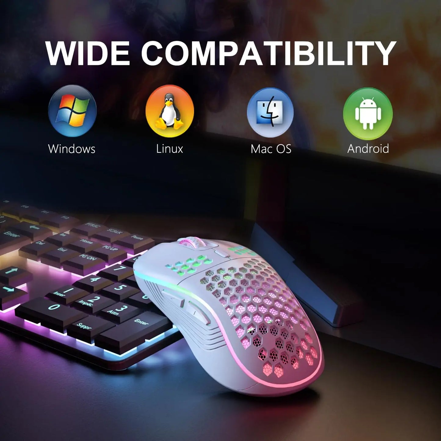 SZKOSTON RGB Wireless Gaming Mouse 🖱️✨ – Ergonomiczna Mysz z Podświetleniem RGB i Ładowaniem! 🚀🎮
