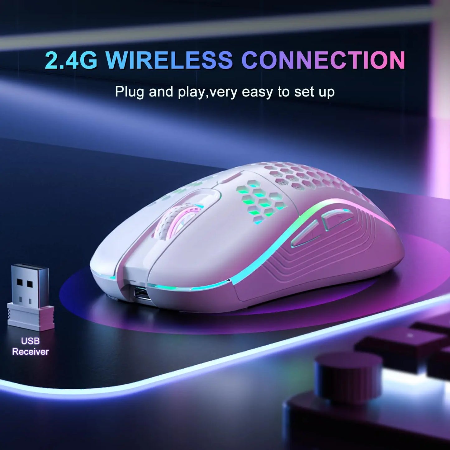 SZKOSTON RGB Wireless Gaming Mouse 🖱️✨ – Ergonomiczna Mysz z Podświetleniem RGB i Ładowaniem! 🚀🎮